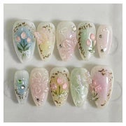 24er Pack Colorful Acrylnägel Medium Almond Design Butterfly 1 St