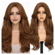 Perücke Damen lang gewellt Vorhang Pony 26 Inch Helles Kupfe 1 St