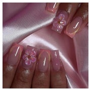 Presson Nägel Kurz Square French 3D Blumen Pink Ombre FC-C6 1 St