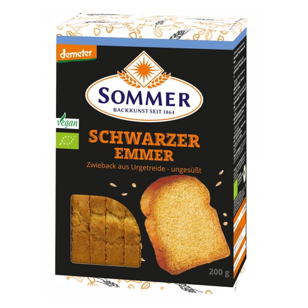 Sommer - Demeter Schwarzer Emmer Zwieback 200 g