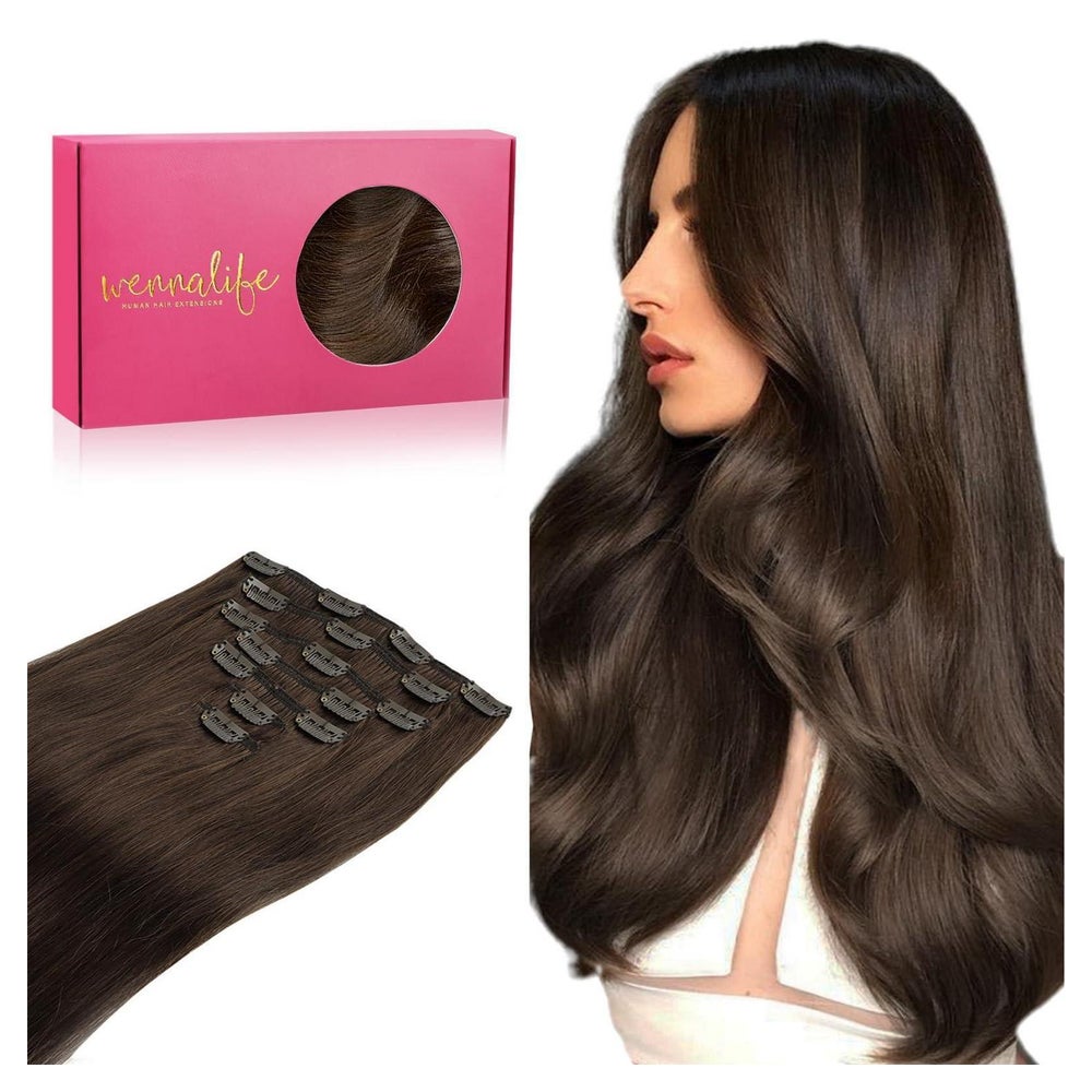 Clip in Extensions Echthaar Remy 35cm-120g #4 Schokoladenbra 1 St