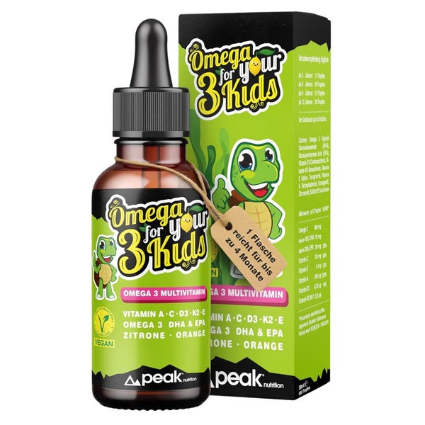 peak nutrition Omega 3 for your Kids Multivitamin Tropfen für Kinder mit DHA + EPA 20 ml