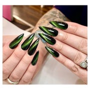 Press on Nails Stiletto Lang Cat Eye Dunkelgrün Magnetic AHC 1 St