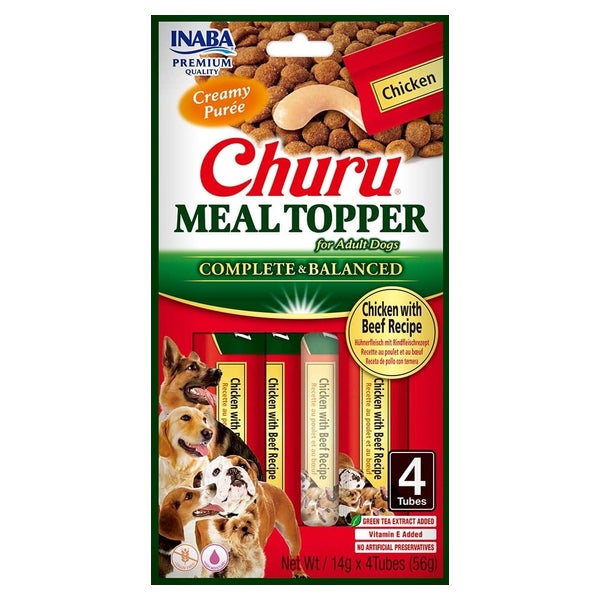 INABA Dog Meal Topper Chicken Beef 4x14 g Creamy Huhn und Rindfleisch Hundefutter Ergänzung 0,056 kg