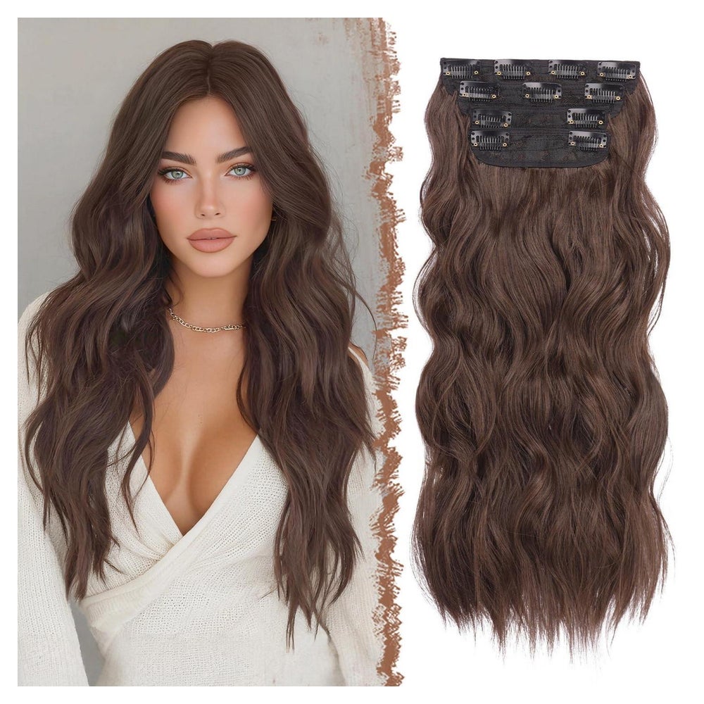 Clip In Extensions Haarteil Wellig 4PCS 50cm - 4 12# Schokol 1 St