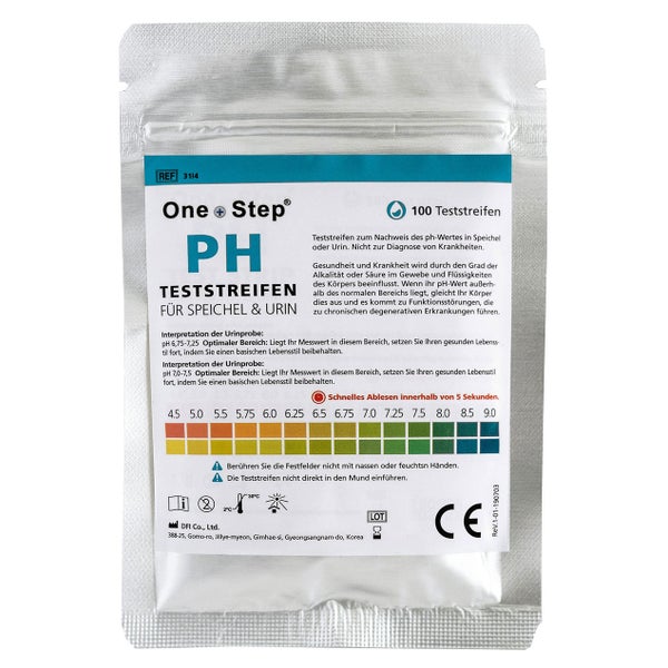 100 One+Step pH Teststreifen für Urin UND Speichel - Selbsttest zur Ermittlung des ph Werts 1 St