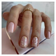 Falschnagel kurz squoval nude rosa weiß Blumen Glitzer mit K 1 St