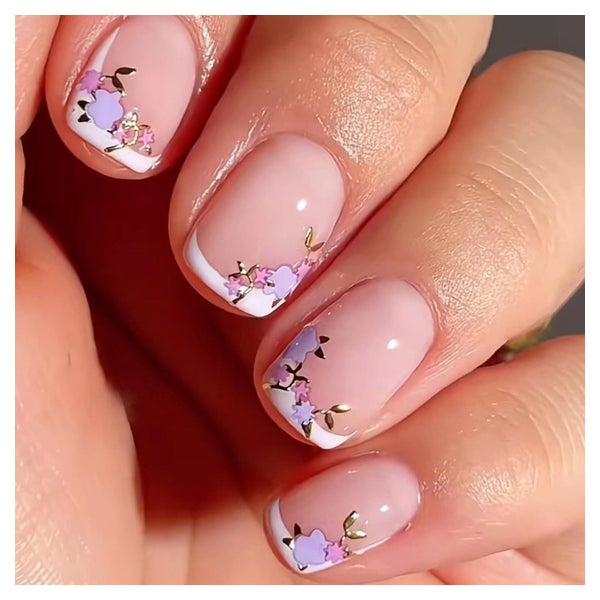 Ceboic 24er Set Eckige Künstliche Nägel Kurz Nude Glänzend m 1 St