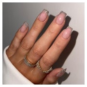 Künstliche Nägel Kurz French 24 Glitzer Gold Eckig Bling Gli 1 St