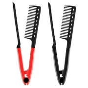 2er Pack Flachkamm Haarglätter Salon Kamm Schwarz/Rosenrot 1 St