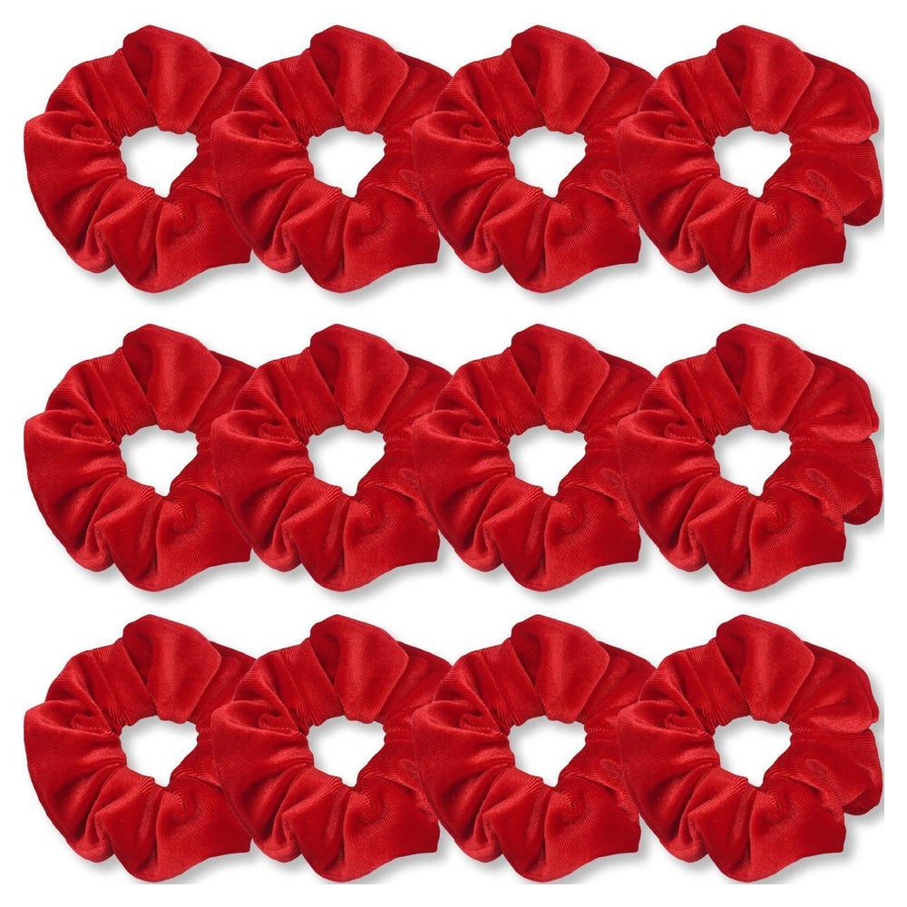 Haargummis Samt einfarbig dick Pferdeschwanz Halter 12er Red 1 St