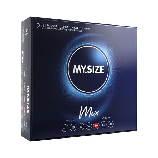 «60mm MIX» Kondome: 28er Pack, glatt, gerippt, aromatisiert (28 Kondome) 28 St