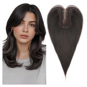 MY-LADY Echthaar Topper Damen, 19g, Naturschwarz, Clip In, Handgehäkelt, Pony