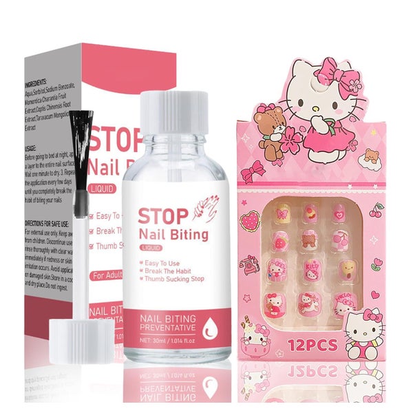 Nagellack gegen Nägelkauen bitter 15 ml mit 12 Kinder-Finger 1 St
