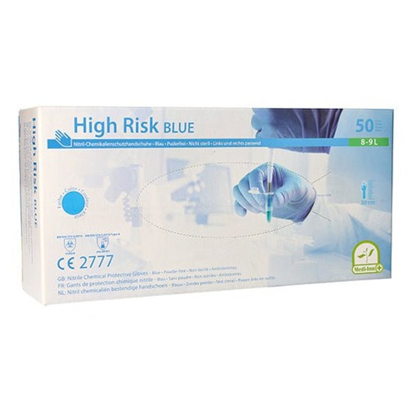 Medi-Inn Nitril High Risk blue Chemikalienschutzhandschuhe puderfrei, Gr. L 50 St