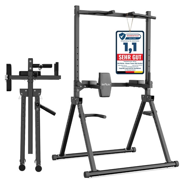 DH FitLife Faltbar Power Tower Dip Station mit Rückentrainer 1 St