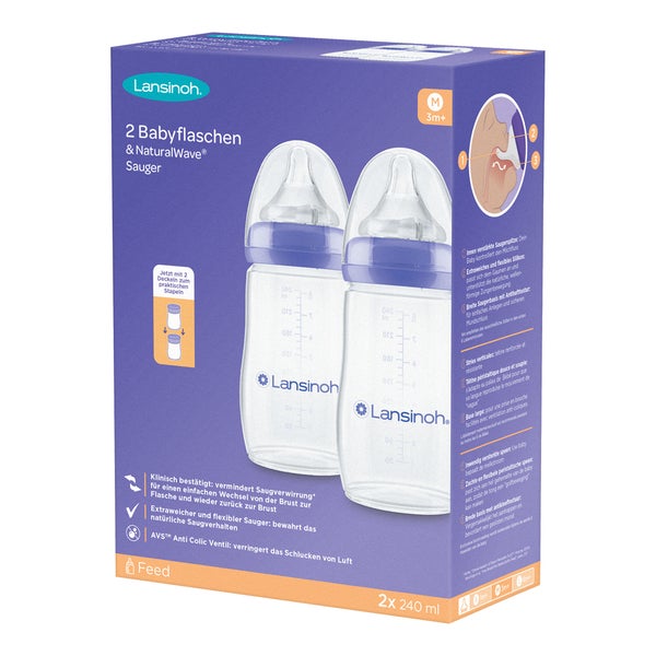 Lansinoh Babyflaschen&naturalwave Sauger M 2x240ml 2 St