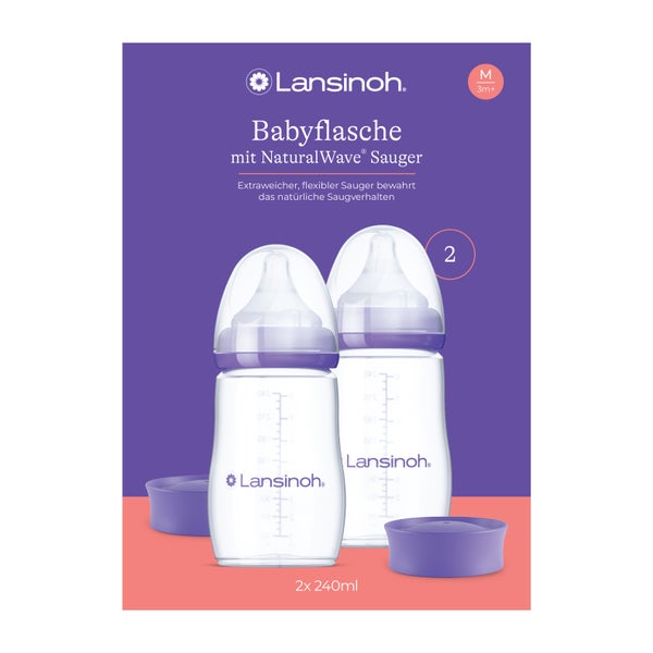 Lansinoh Babyflaschen&naturalwave Sauger M 2x240ml 2 St