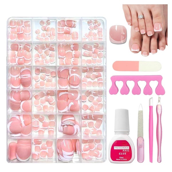 Künstliche Fußnägel 360 Stück Französisch Nude White Tip zum 1 St