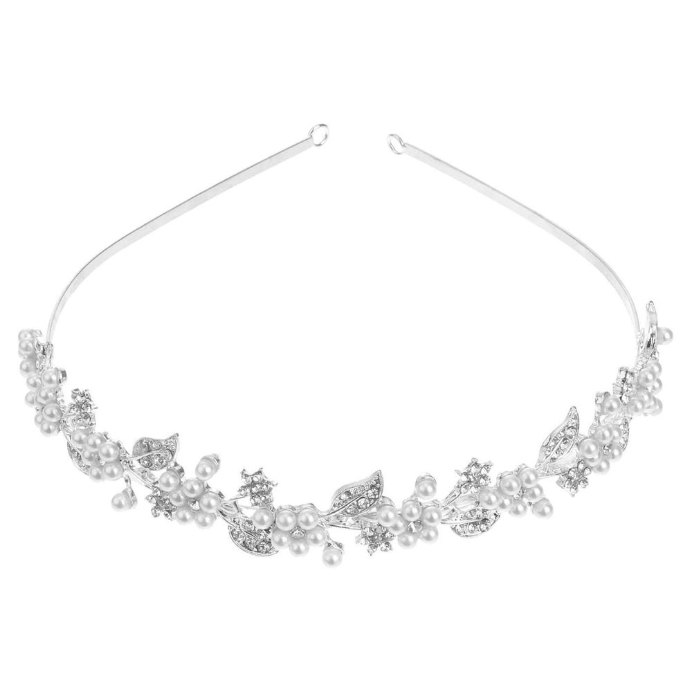 Braut Tiara Strass Perle Haarband Hochzeit Stirnband Silber 1 St