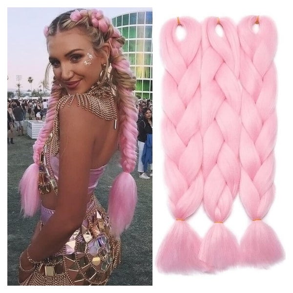 Zöpfe Jumbo Braid Kunsthaar 24 Zoll 100g 3 Stücke Rosa 1 St
