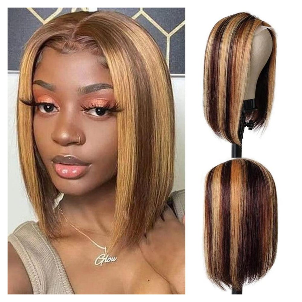 Perücke Echthaar Bob Lace Front T Teil Ombre Babyhaar 20 cm 1 St