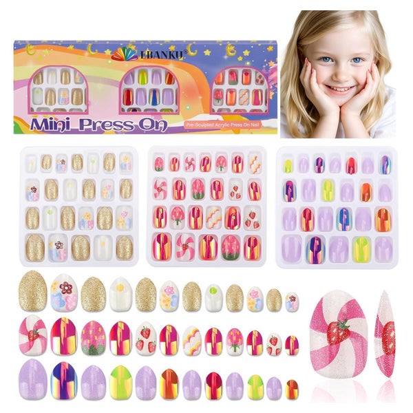 Nagelset 72 Teile 3er Pack mit Jelly Kleber rosa lila gold f 1 St