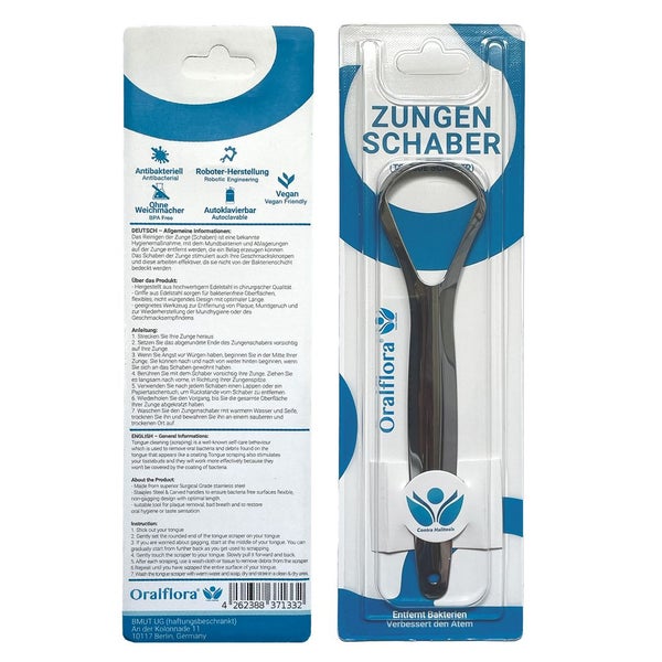 Oralflora  Zungenschaber aus Edelstahl  Zungenreiniger 1 St
