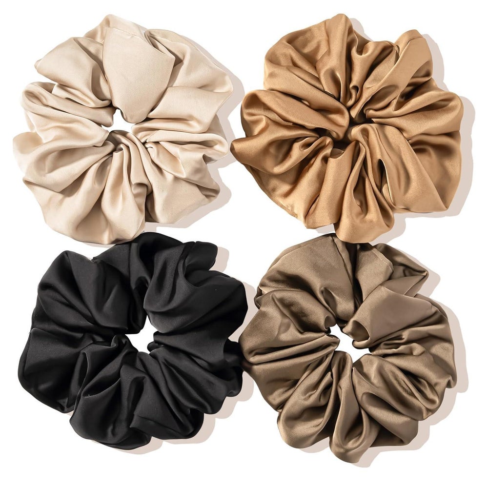 4er Set Große Seide Scrunchies Satin Haargummis Damen Mädche 1 St