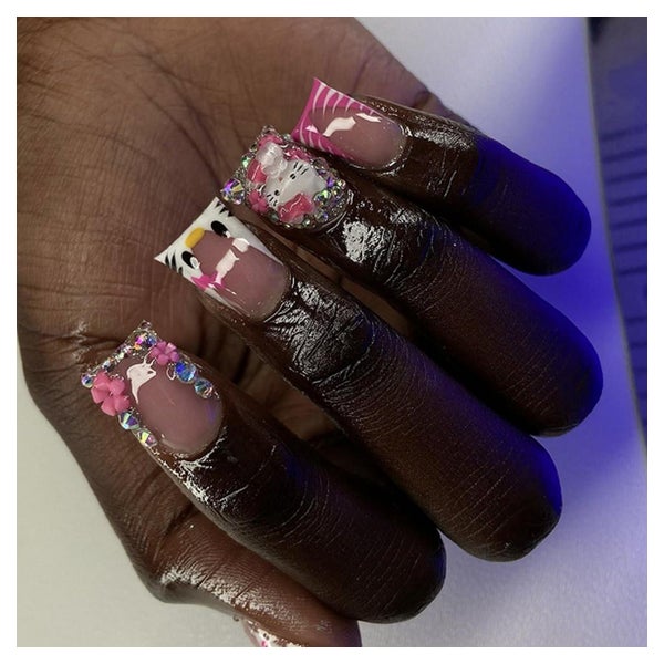 Künstlicher Nagel Press on kurz Square 3D Zebra mit Nagelkle 1 St