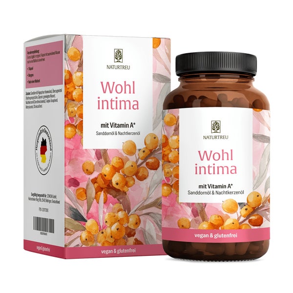 Sanddorn mit Nachtkerze als Öl und Vitamine A D E WOHLINTIMA 60 vegane Kapseln NATURTREU®  g