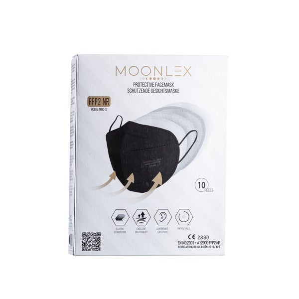 Moonlex FFP2 Maske 5-lagig einzeln foliert schwarz - Made in Europe 10 St