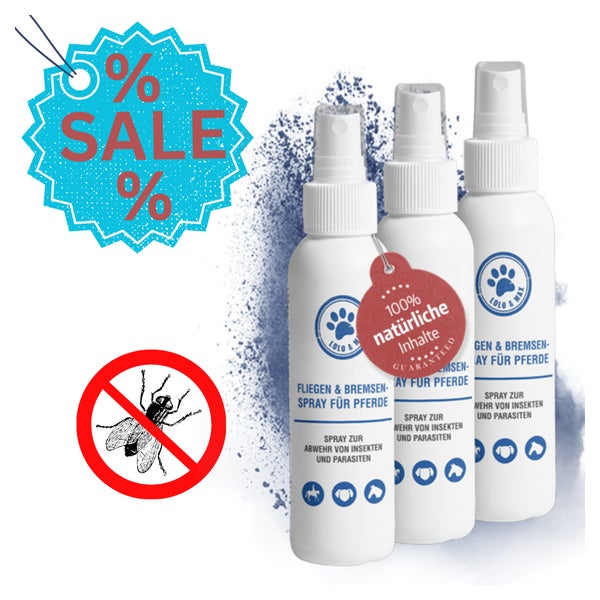 3x Fliegen & Bremsenspray für Pferde,Reiter & Hund 190ml 570 ml