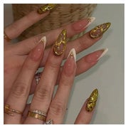 Künstliche Fingernägel Kurz Nude French 3D Rose Gold AKP13 1 St
