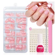 Falsche Nägel Tips Set 120 Stück Französisch Weiß Kurz Quadr 1 St
