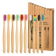 10er Pack Bambus Zahnbürsten Mittel Borsten Natur Bio abbaub 1 St