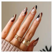 Falsche Nägel Mandelform Französisch Swirl 24St Acryl Braun 1 St