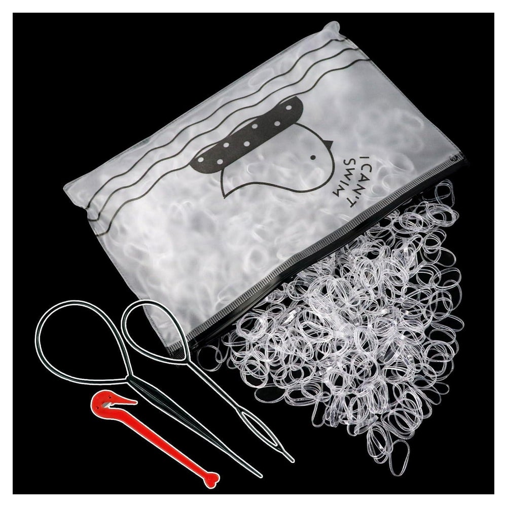 Transparente Haargummis Set 1000 Stück mit Cutter und Flecht 1 St