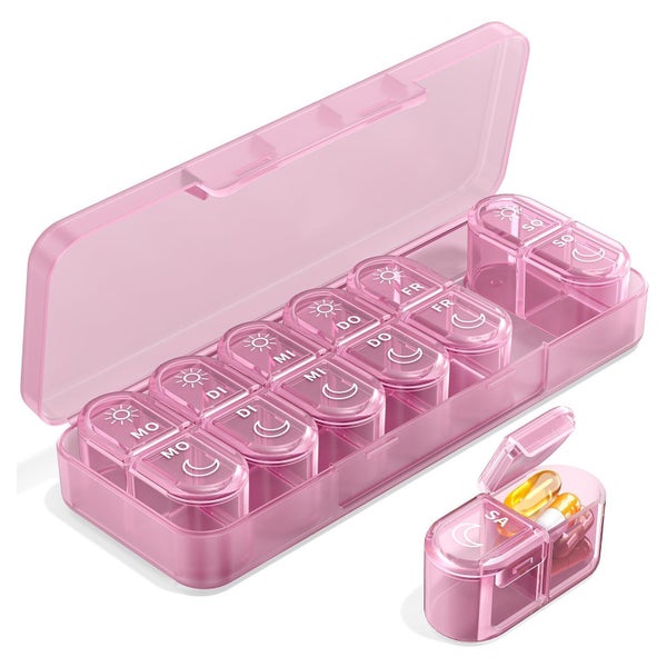 Doruimi Pillenbox 7 Tage 2 Fächer Rosa