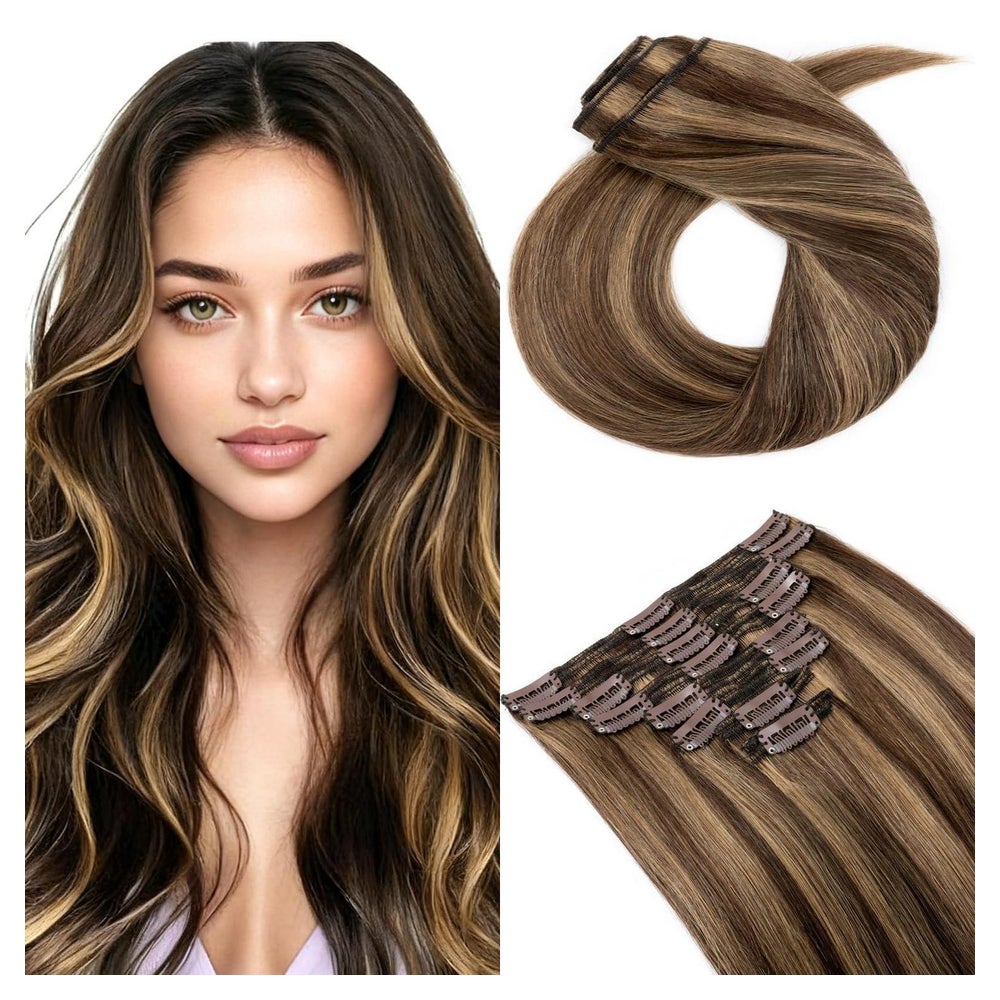 Clip In Extensions 4P27 Mittelbraun Dunkelblond 35cm-120g 1 St