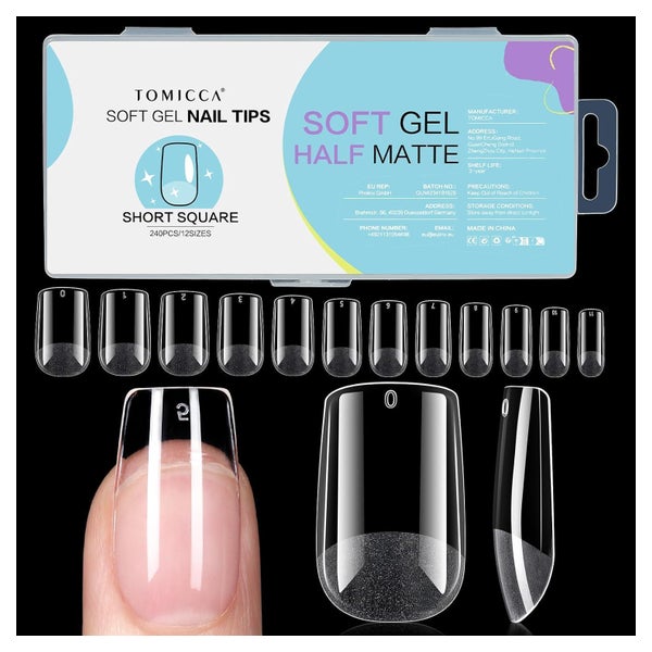 Nageltips Square Kurz Full Cover Halbmatt Gelnägel 6.Kurz-Qu 1 St