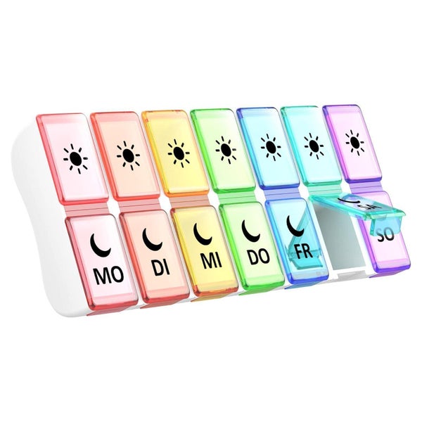 Pillendose 7 Tage Tablettenbox 2 Fächer BPA-frei Abnehmbar 3 1 St