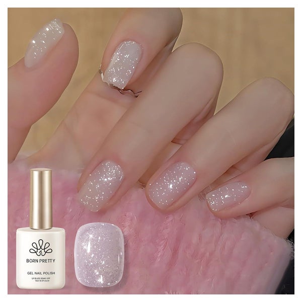 Nagellack Gel UV LED Soak Off Manicure Glitzer Milchig Weiß 1 St