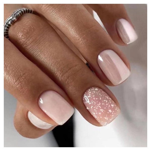 Kunstnägel Kurz Square Hochzeit Rosa Glitter Nagelkleber F55 1 St