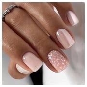 Kunstnägel Kurz Square Hochzeit Rosa Glitter Nagelkleber F55 1 St