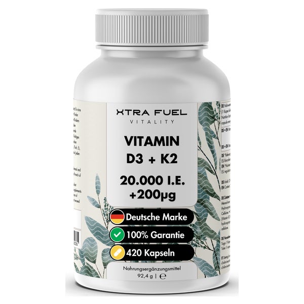 Vitamin D3+K2 Kapseln mit 20.000 I.E. von XTRA FUEL 420 St