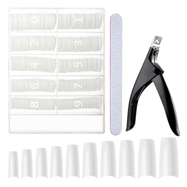 Falsche Nägel 500 Acryl Tips Nagelknipser Nagelfeile Natürli 1 St