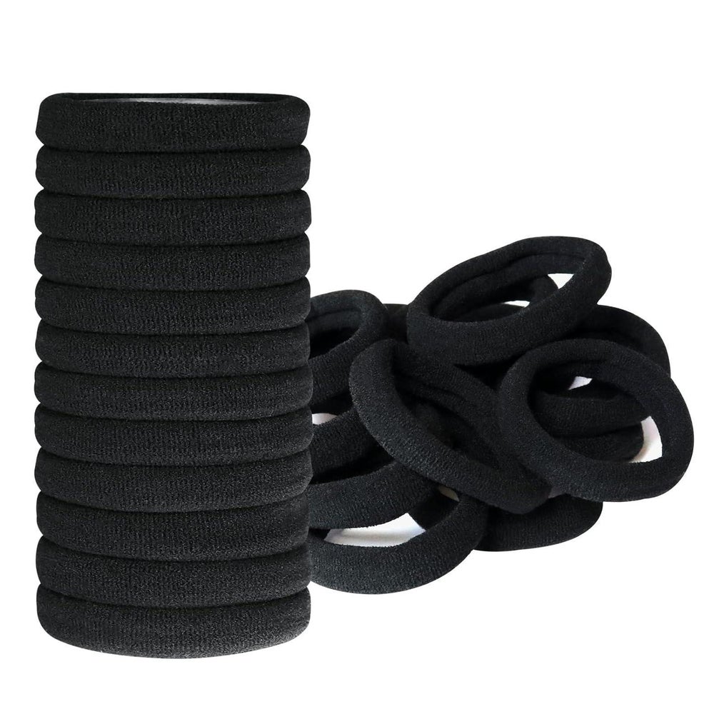 50 Stück Schwarz Baumwolle Haargummi Dick Elastisch Bobbles 1 St
