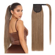 TESS Echthaar Ponytail Extension 50 cm, 95g, Glatt, #6 Hellbraun