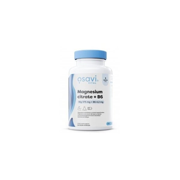 Magnesiumcitrat + B6, 375 mg + 4,2 mg, vegane Kapseln 90 St